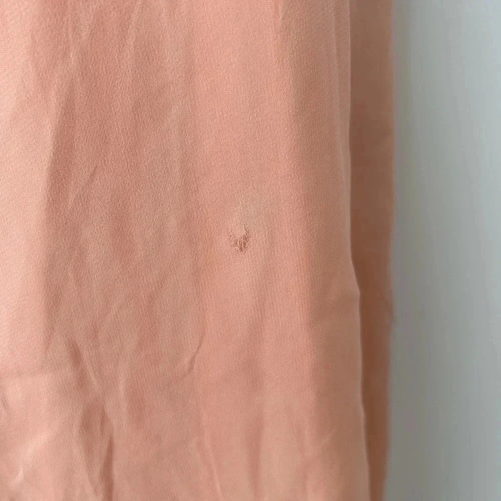 Vintage Silk Chiffon Midi Skirt Peach Flowy Romantic Cottagecore Balletcore - Picture 11 of 12